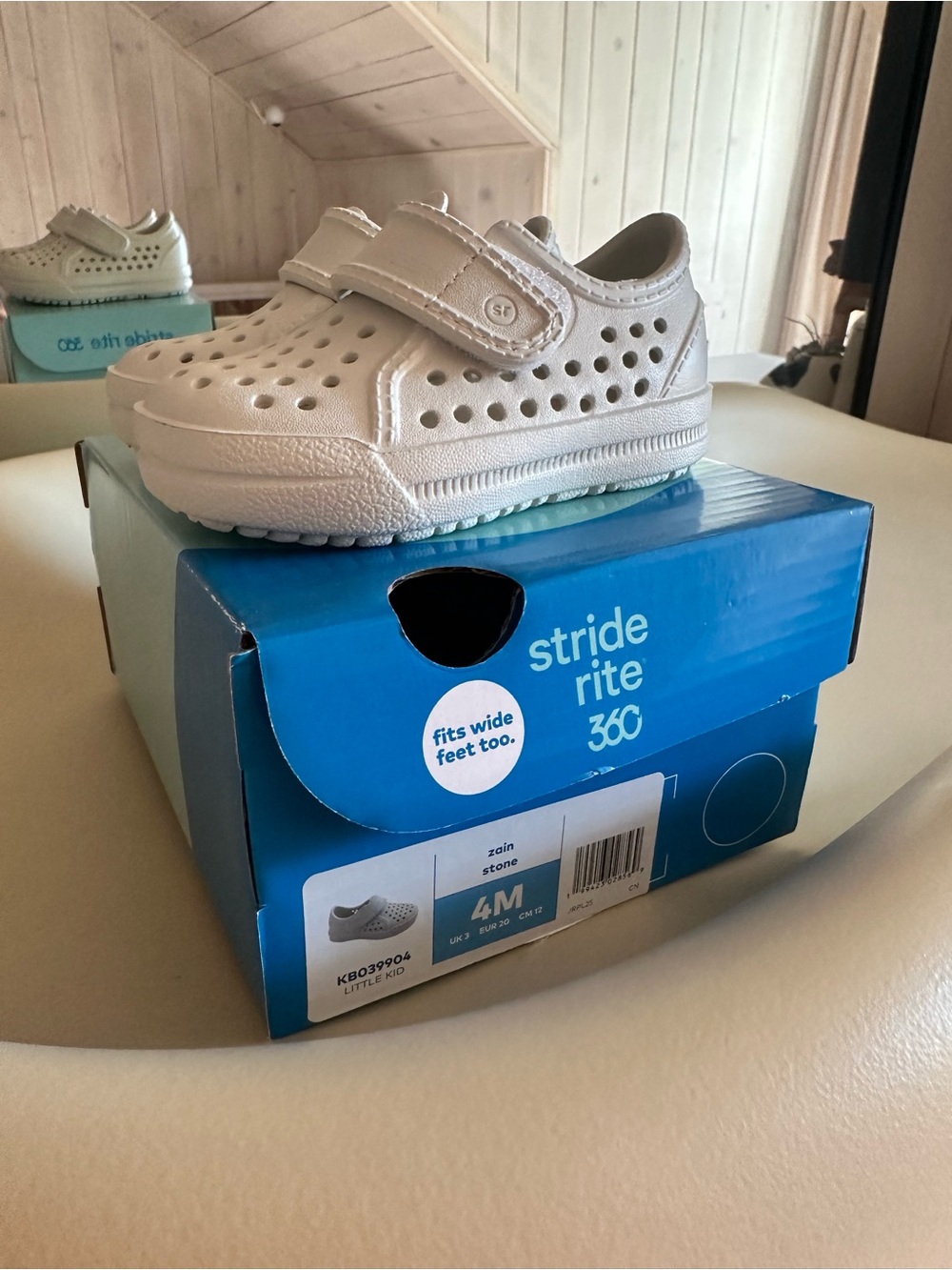 Stride Rite White Perforated Hook-and-Loop Kids Sandal